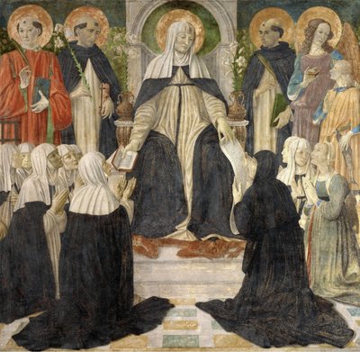 Sint Catharina van Siena als geestelijke moeder van de tweede en derde orde van Sint Dominicus, ca. 1499 door Cosimo di Lorenzo Rosselli
