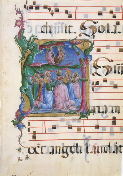 Manuscript Verlichting met de Tenhemelopneming van de Maagd in een Initiaal A door Cosmè Tura
