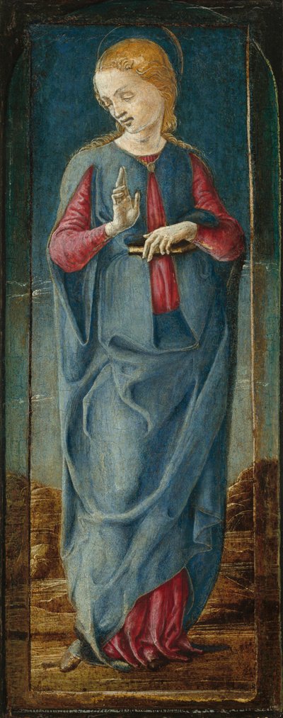 De Maagd Annunciate (midden rechter paneel), ca. 1470-1480 door Cosmè Tura