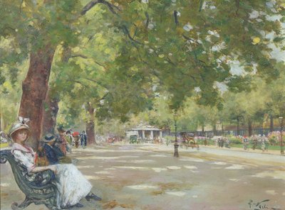 Elegante figuren, Rotten Row, Hyde Park, Londen door Count Girolamo Pieri Nerli