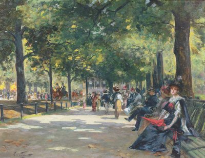 Elegante figuren, Rotten Row, Hyde Park, Londen door Count Girolamo Pieri Nerli