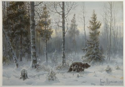 Beer in het winterbos, 1907 door Count Vladimir Leonidovich Muravyov