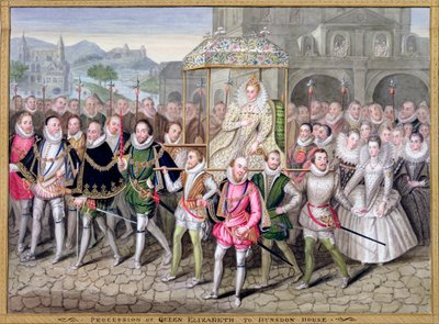 Koningin Elizabeth I in processie met haar hovelingen, c1600-1603 door Countess of Essex Sarah