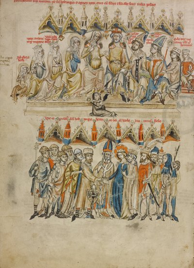 De Familie van Berthold VI; Het Huwelijk van Hedwig en Heinrich door Court workshop of Duke Ludwig I of Liegnitz and Brieg