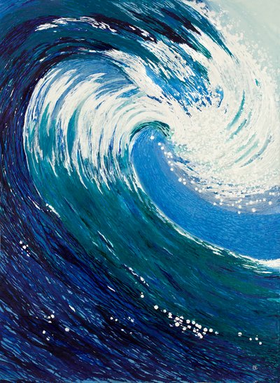 Levenswater, 2023 (acrylinkt op katoenlompenpapier) door Courtenay Kusitor