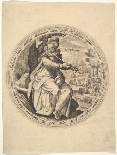 Euterpe, uit De Muzen door Crispijn de Passe I