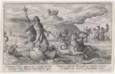 Neptunus kalmeert de golven door Crispijn van de Passe (I)