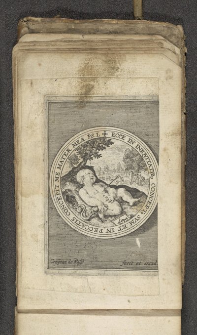Putto met doorboord hart door Crispijn van de Passe (I)