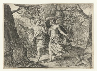 Circe verandert Picus in een specht door Crispijn van de Passe (II) (after)