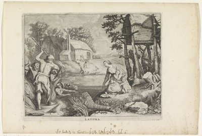 Leto (Latona) verandert de Lyciërs in kikkers door Crispijn van de Passe (II)