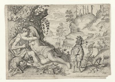 Polyphemus betrapt Acis en Galatea door Crispijn van de Passe (II)