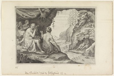 Polyphemus en Acis beminnen Galatea door Crispijn van de Passe (II)