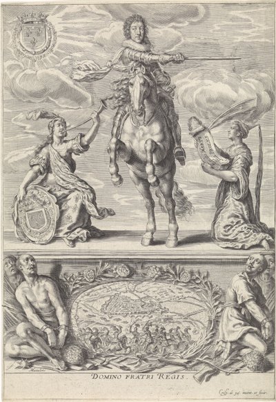 Portret van Gaston Jean-Baptiste van Orléans, te paard door Crispijn van de Passe (II)