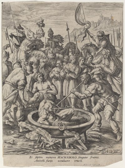 De Zeven Makkabeese Broers Gedood door Antiochus door Crispijn van de Passe I after Maarten de Vos