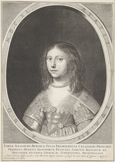 Portret van Louise Henriëtte, prinses van Oranje, op 12-jarige leeftijd door Crispijn van den Queborn
