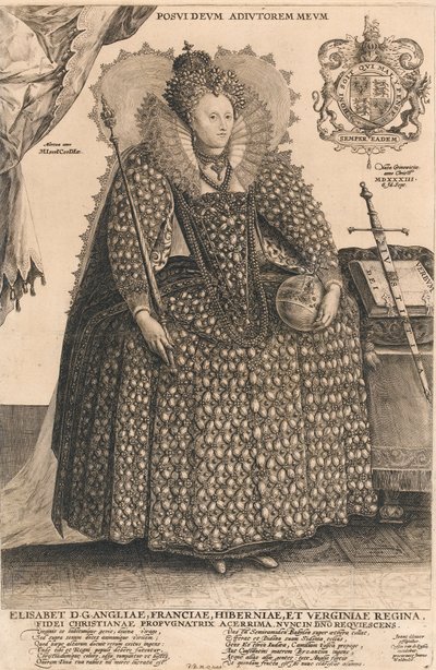 Elizabeth, Koningin van Engeland, ca.1603 door Crispin I de Passe