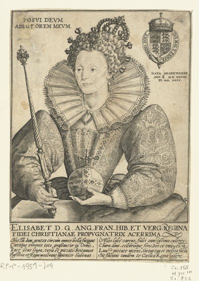 Portret van koningin Elizabeth I van Engeland, 1592 door Crispin  Passe