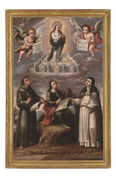 De mystieke stad van God, ca. 1700 (olieverf op doek) door Cristobal de (workshop of) Villalpando