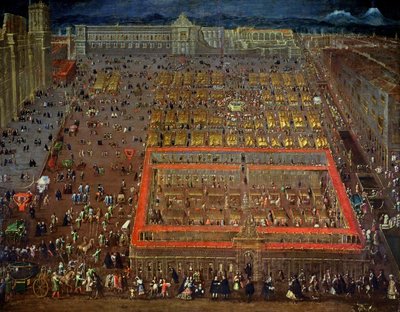 Centraal plein van Mexico-Stad, 1695 door Cristobal de Villalpando