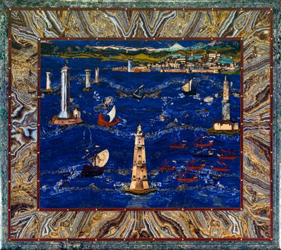 Tafel met voorstelling van de haven van Livorno door Cristofano & Ligozzi Jacopo (1547 1626) Gaffurri