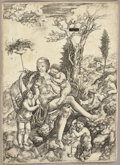 Een allegorie van overvloed door Cristofano Robetta