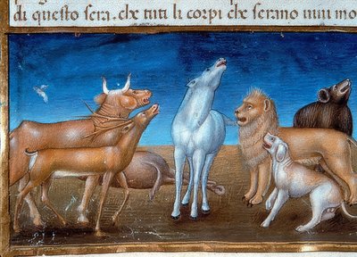 Het einde van de wereld: En de sterren zullen uit de hemel vallen en de dieren zullen bang zijn. 1476 door Cristoforo De Predis