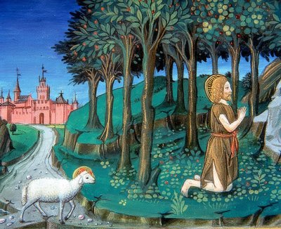 Johannes de Doper bidt voor de poorten van de stad. 1476 door Cristoforo De Predis