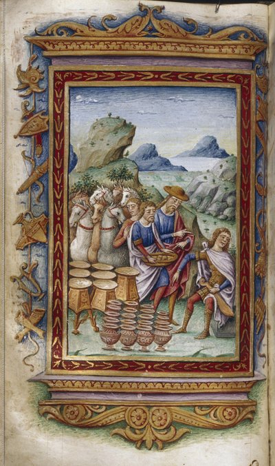 Achilles weigert geschenken Illustratie voor De Heroides van Ovidius, 1485-1499 door Cristoforo Majorana
