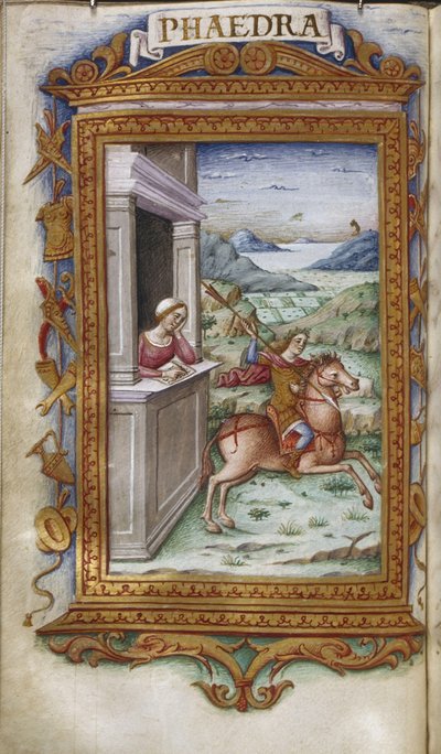 Phaedra kijkt naar Hippolytus Illustratie voor De Heroides van Ovidius door Cristoforo Majorana