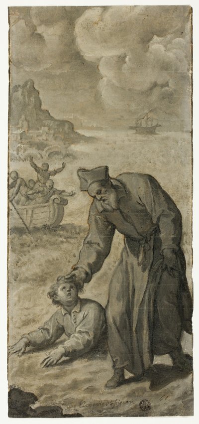 Studie voor Sint Filippus Neri die een Verdrinkende Jongeling Redt door Cristoforo Roncalli
