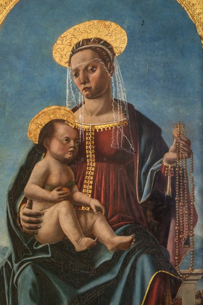 Madonna met het kindje Jezus (detail) door Cristoforo da Lendinara Canozzi or Canozi
