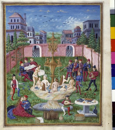 Invloed van Mercurius: de Tuin van de Liefde en de Fontein van de Jeugd. Miniatuur gemaakt door Cristoforo de Predis (ca. 1440-ca. 1486) - in 