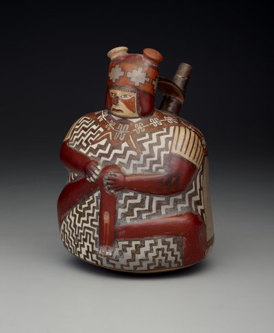 Vaatwerk met een gewonde krijger, Vroege Intermediaire periode, Nazca Fase 7, c.500-600 door Culture Nazca