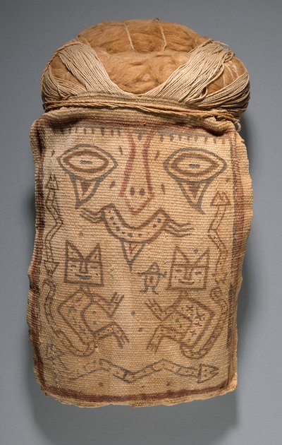 Valse Hoofd voor Begrafenisbundel of Mummiemasker, 200-100 v.Chr. door Culture Paracas