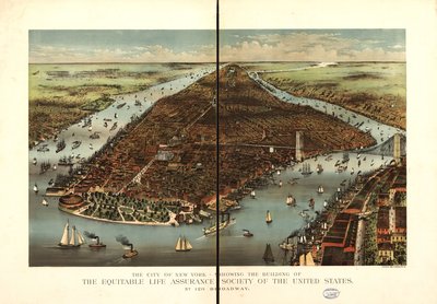 De stad New York door Currier and Ives Equitable Life Assurance Society Of The United States