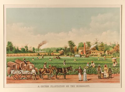 Een katoenplantage aan de Mississippi door Currier and Ives