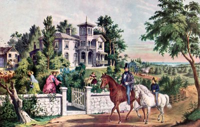 Amerikaans Plattelandsleven, Mei Ochtend door Currier and Ives