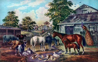 Amerikaanse boerderij in de ochtend, 1857 door Currier and Ives