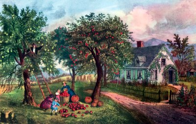 Amerikaanse boerderij in de herfst, 1869 door Currier and Ives