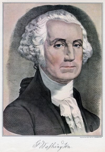 George Washington, eerste president van de Verenigde Staten, 19e eeuw door Currier and Ives