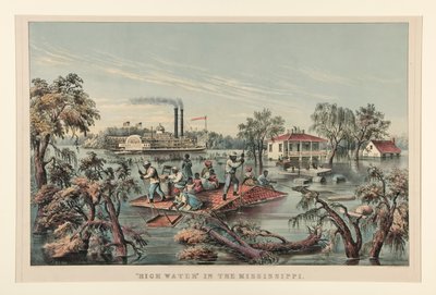 Hoog water door Currier and Ives