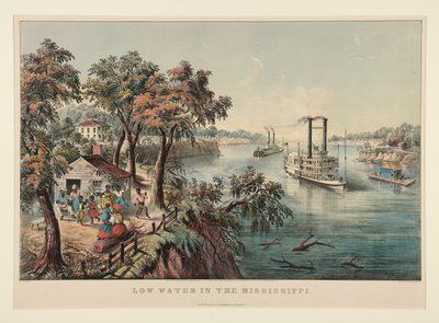 Laag Water in de Mississippi door Currier and Ives