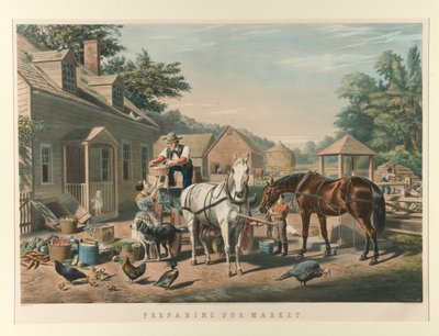 Voorbereiden voor de Markt door Currier and Ives