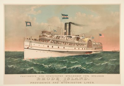 Providence en Stonington Steamship Co door Currier and Ives
