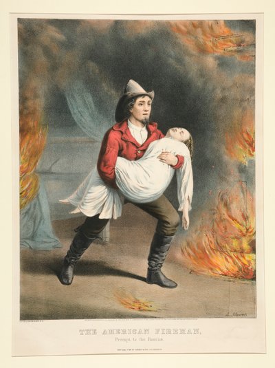 De Amerikaanse Brandweerman / Klaar voor de Redding door Currier and Ives