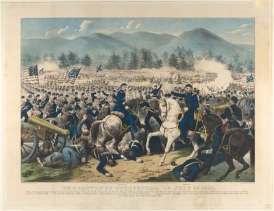 De Slag bij Gettysburg, Pa., 3 juli 1863 door Currier and Ives