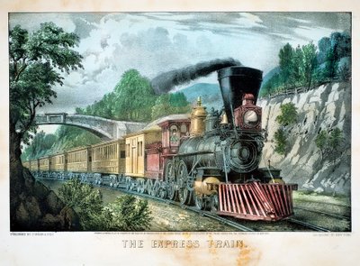 De sneltrein, VS, 1870 door Currier and Ives