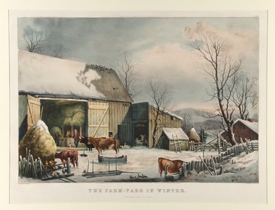 De Boerderij in de Winter door Currier and Ives