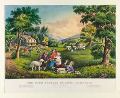 De vier seizoenen van het leven: Kindertijd door Currier and Ives