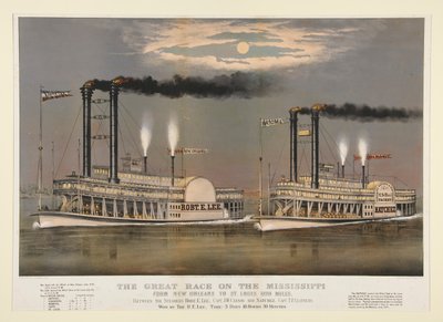 De grote race op de Mississippi / van New Orleans naar St. Louis 1210 mijl door Currier and Ives